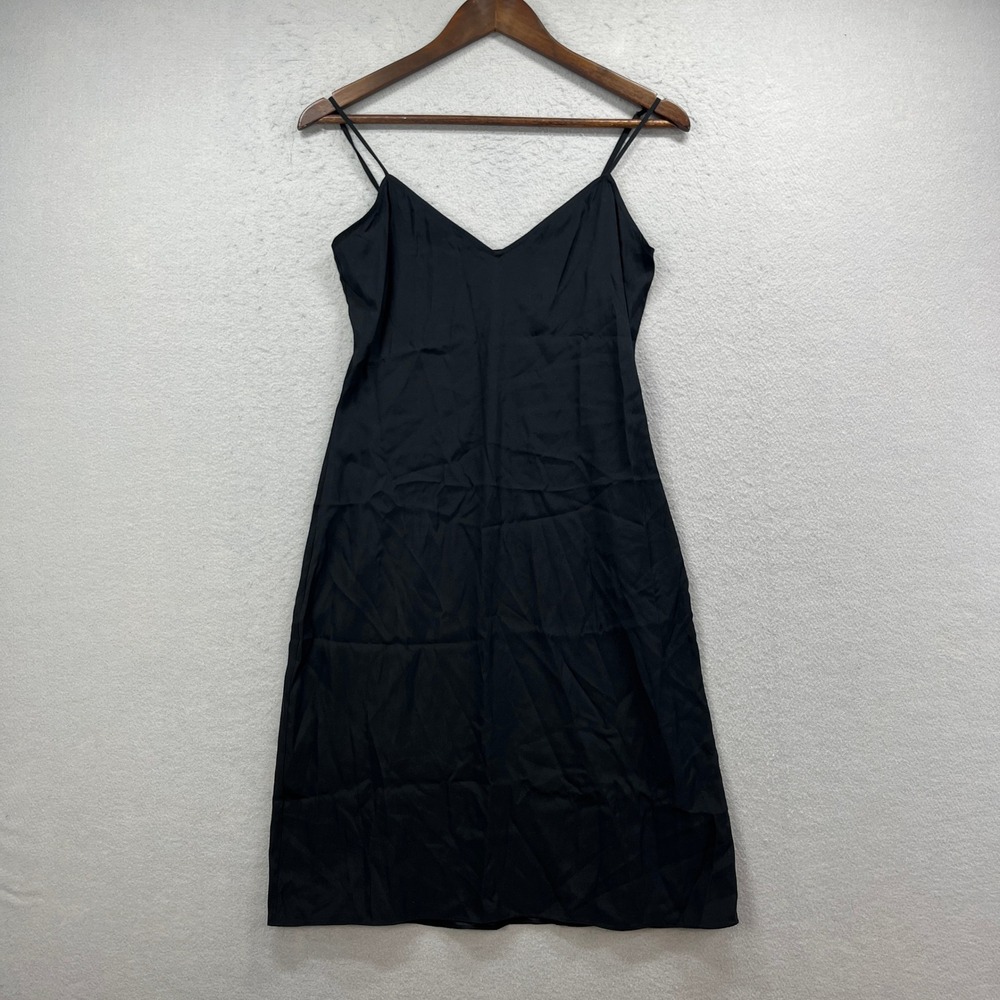 Diane von Furstenberg Slip Dress Womens 6 Black 100% Silk V-Neck Minimalist Chic